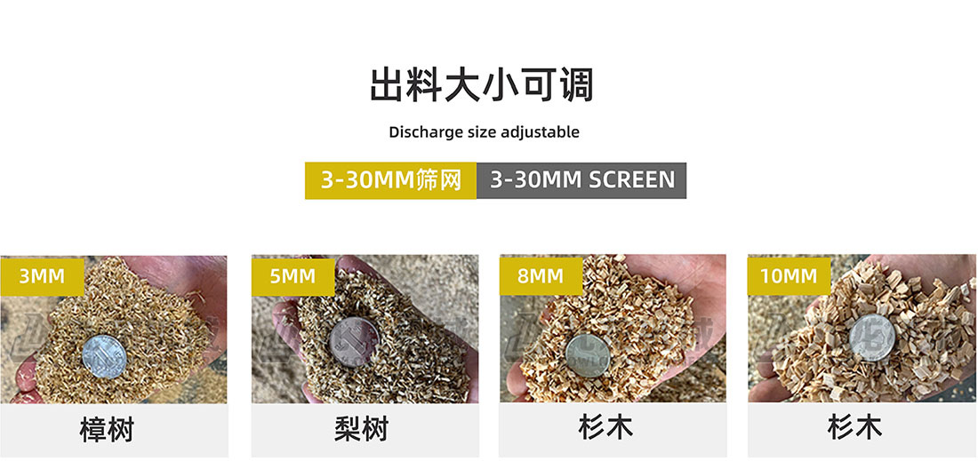 木（mù）材粉碎機出料大小可調